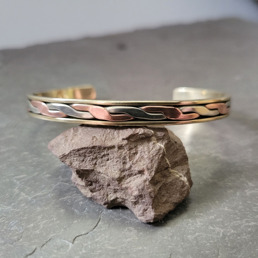 Vintage Copper, Brass, and Nickel Cuff Bracelet